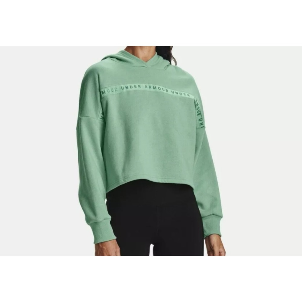 Under Armour Tech Terry Hoodie in Foster Green - Picture 3 of 7